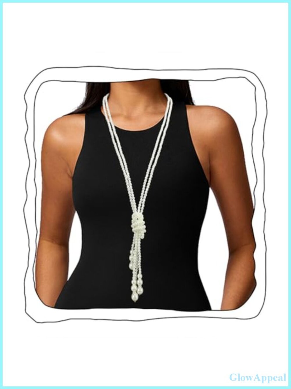 Long Pearl Strand Necklace Layered Knot Tie 50 in Adjustable Costume Jewelry